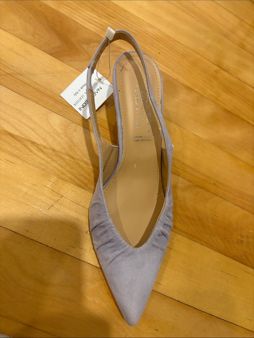 Pointed Lavender Slingback Mule with Ruched Vamp